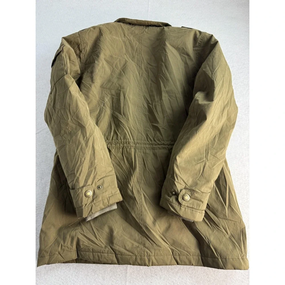 Barbour Coat Mens Large Green Greatcoat Waterproof Quilted Lined Outdoor Parka